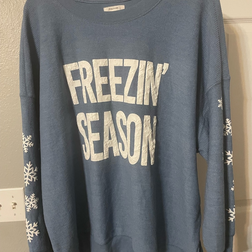 Maurices Blue Sweatshirt with White Print